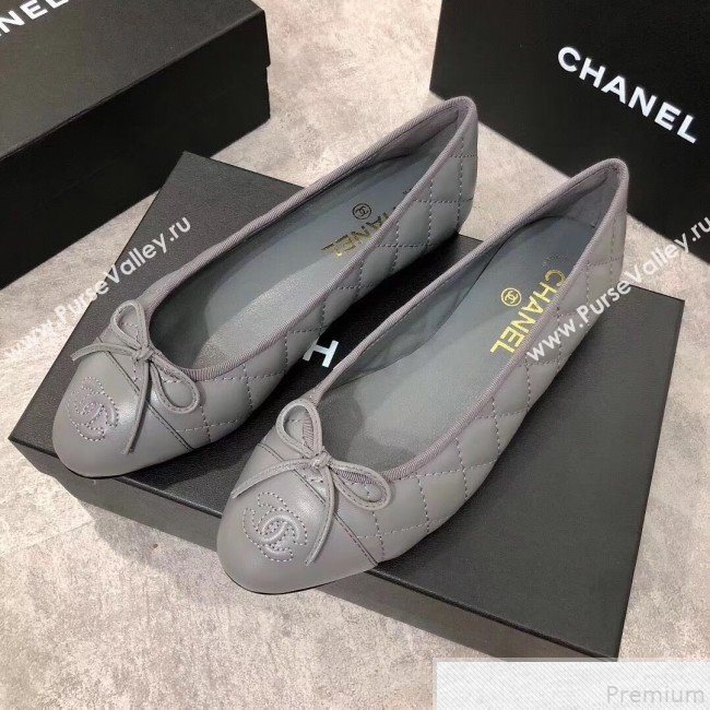 Chanel Quilting Lambskin Leather Ballerinas Grey 2019 (DLY-9050185)