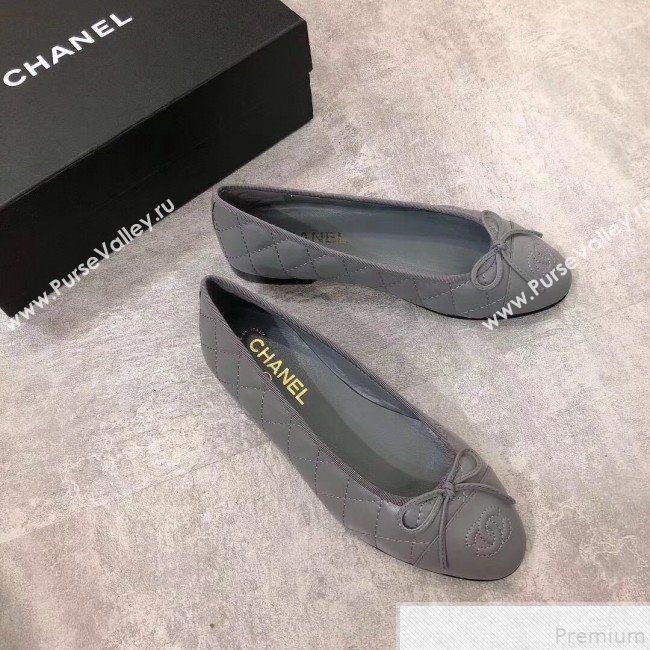 Chanel Quilting Lambskin Leather Ballerinas Grey 2019 (DLY-9050185)