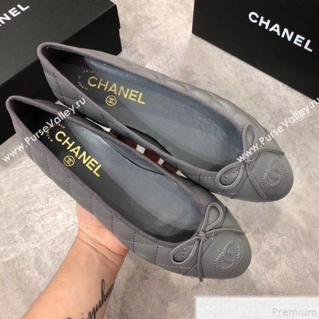 Chanel Quilting Lambskin Leather Ballerinas Grey 2019 (DLY-9050185)