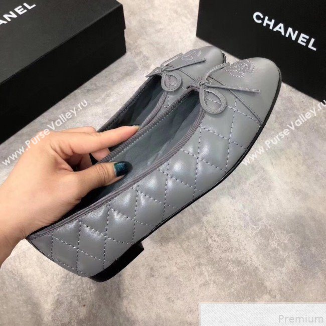 Chanel Quilting Lambskin Leather Ballerinas Grey 2019 (DLY-9050185)