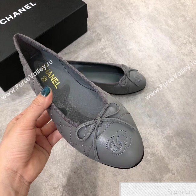 Chanel Quilting Lambskin Leather Ballerinas Grey 2019 (DLY-9050185)