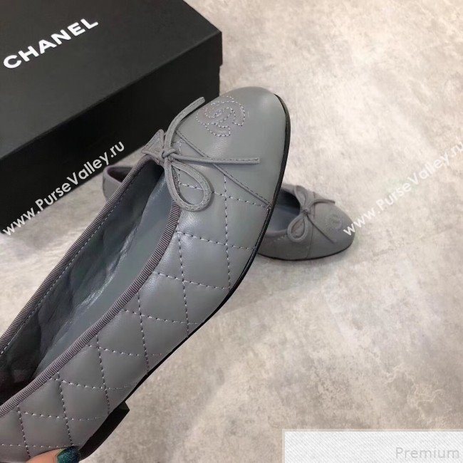 Chanel Quilting Lambskin Leather Ballerinas Grey 2019 (DLY-9050185)