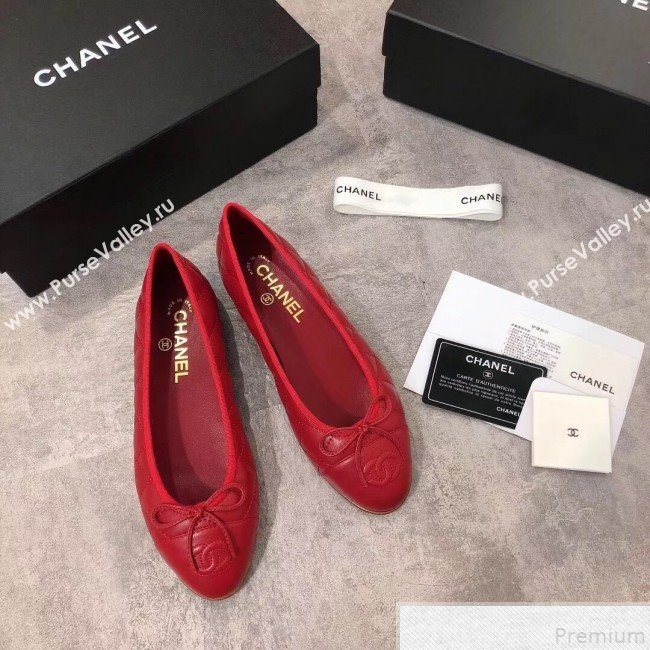 Chanel Quilting Lambskin Leather Ballerinas Red 2019 (DLY-9050187)