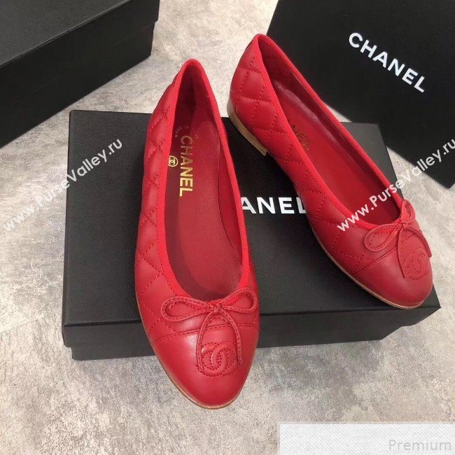 Chanel Quilting Lambskin Leather Ballerinas Red 2019 (DLY-9050187)