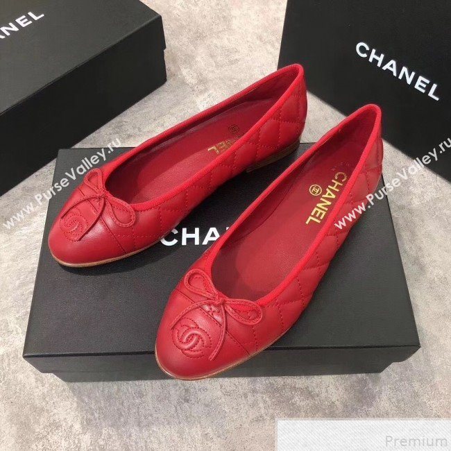 Chanel Quilting Lambskin Leather Ballerinas Red 2019 (DLY-9050187)