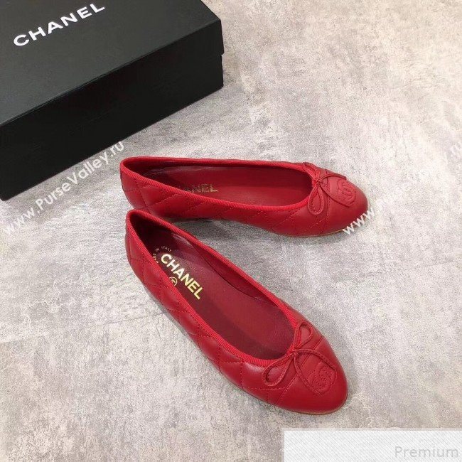 Chanel Quilting Lambskin Leather Ballerinas Red 2019 (DLY-9050187)