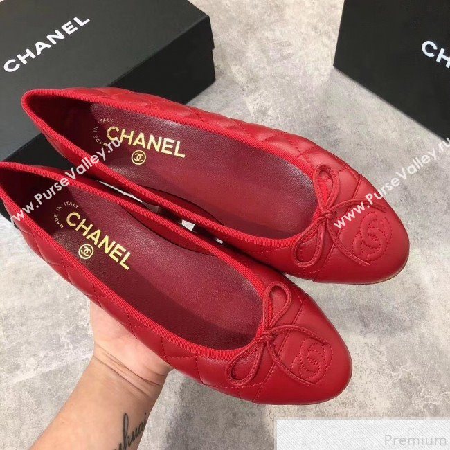 Chanel Quilting Lambskin Leather Ballerinas Red 2019 (DLY-9050187)