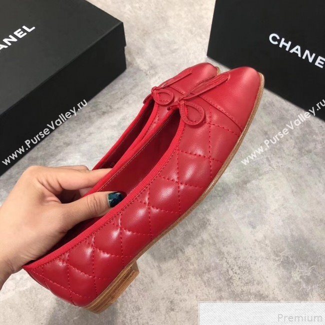 Chanel Quilting Lambskin Leather Ballerinas Red 2019 (DLY-9050187)