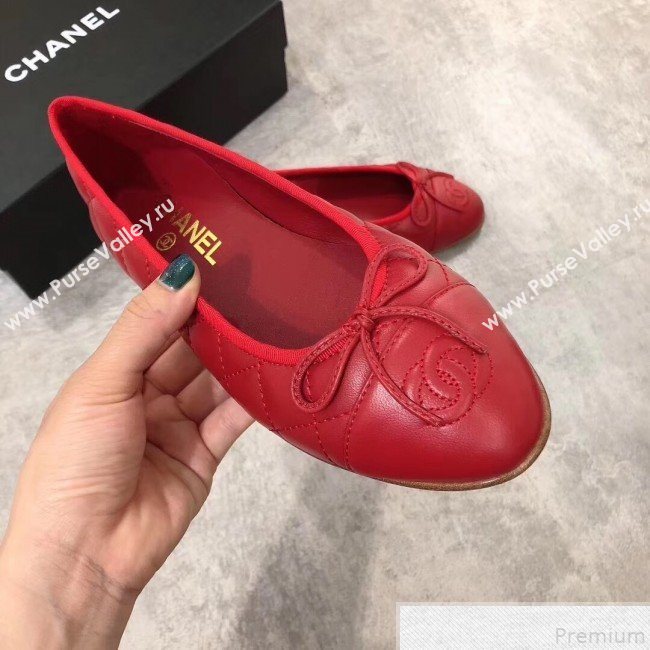 Chanel Quilting Lambskin Leather Ballerinas Red 2019 (DLY-9050187)