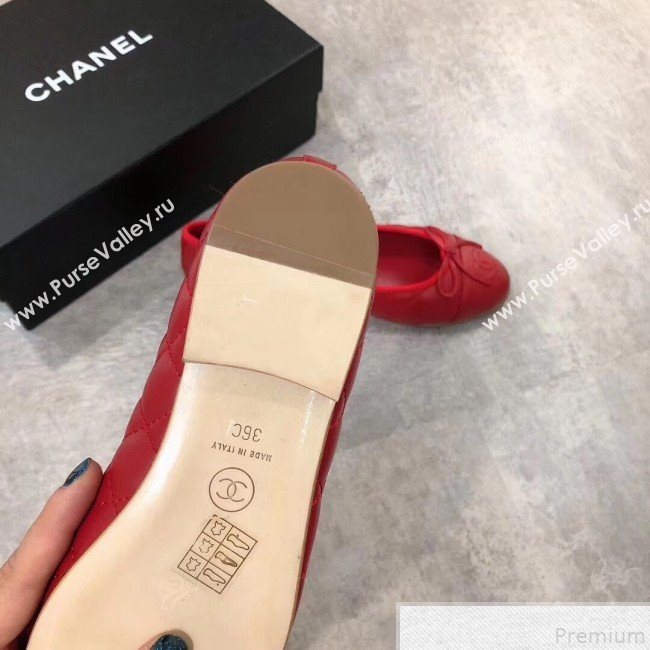 Chanel Quilting Lambskin Leather Ballerinas Red 2019 (DLY-9050187)