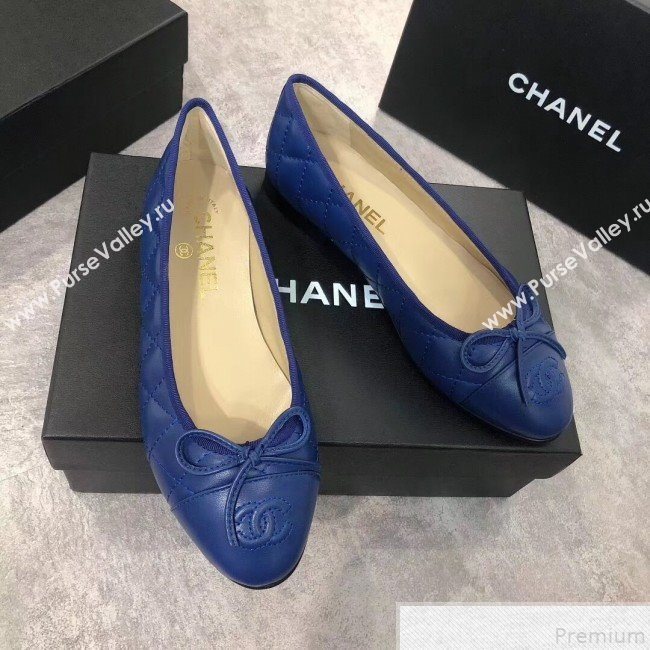 Chanel Quilting Lambskin Leather Ballerinas Blue 2019 (DLY-9050189)