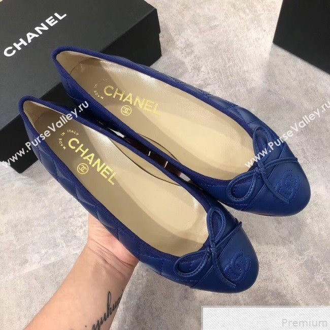 Chanel Quilting Lambskin Leather Ballerinas Blue 2019 (DLY-9050189)