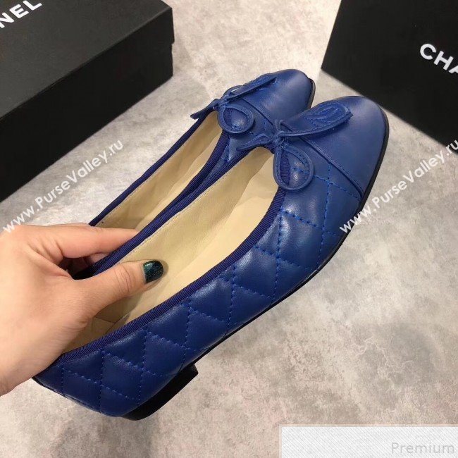 Chanel Quilting Lambskin Leather Ballerinas Blue 2019 (DLY-9050189)