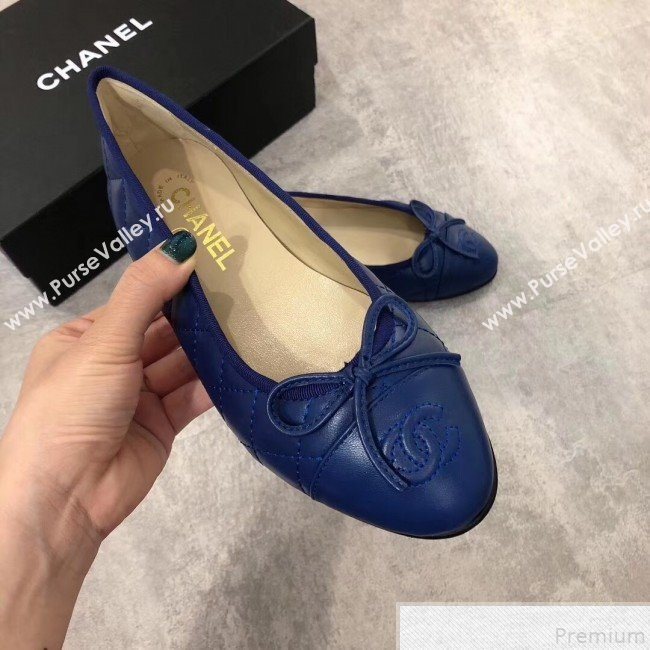 Chanel Quilting Lambskin Leather Ballerinas Blue 2019 (DLY-9050189)