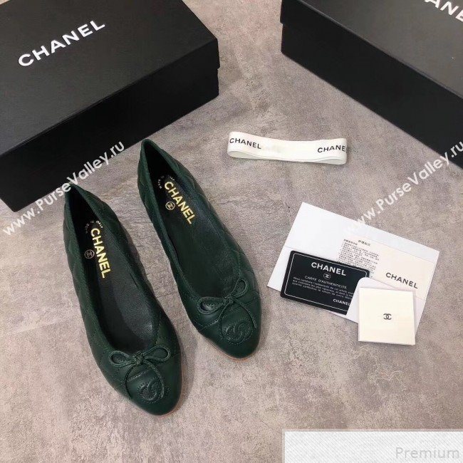 Chanel Quilting Lambskin Leather Ballerinas Green 2019 (DLY-9050190)