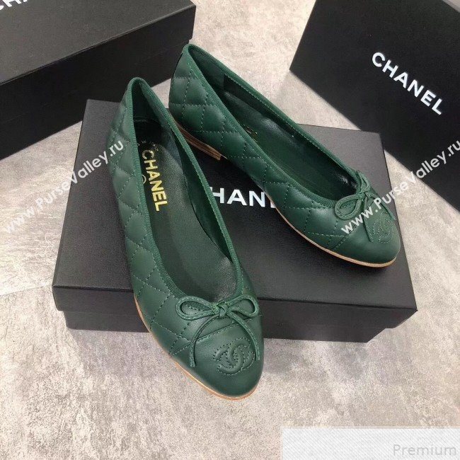 Chanel Quilting Lambskin Leather Ballerinas Green 2019 (DLY-9050190)