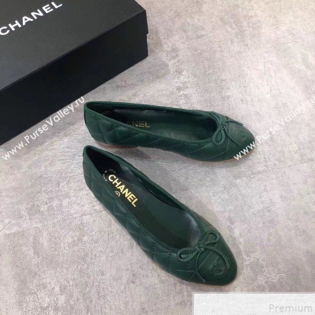 Chanel Quilting Lambskin Leather Ballerinas Green 2019 (DLY-9050190)