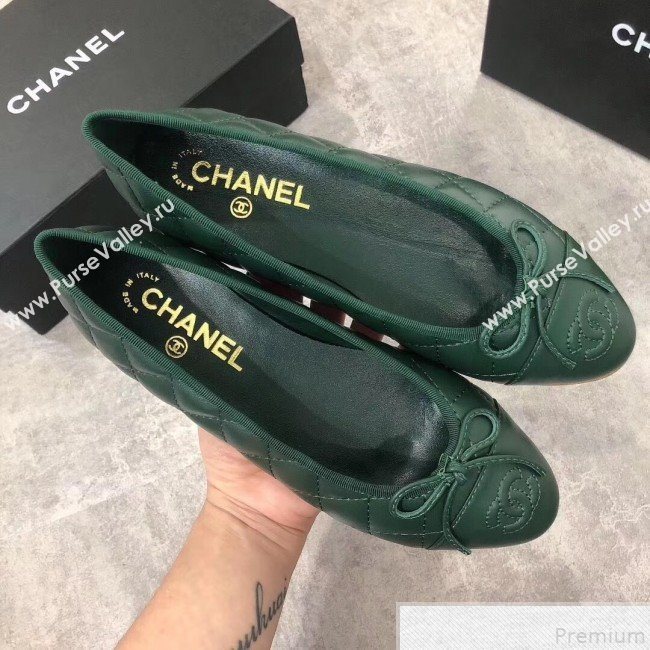 Chanel Quilting Lambskin Leather Ballerinas Green 2019 (DLY-9050190)