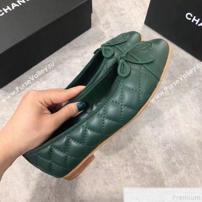 Chanel Quilting Lambskin Leather Ballerinas Green 2019 (DLY-9050190)