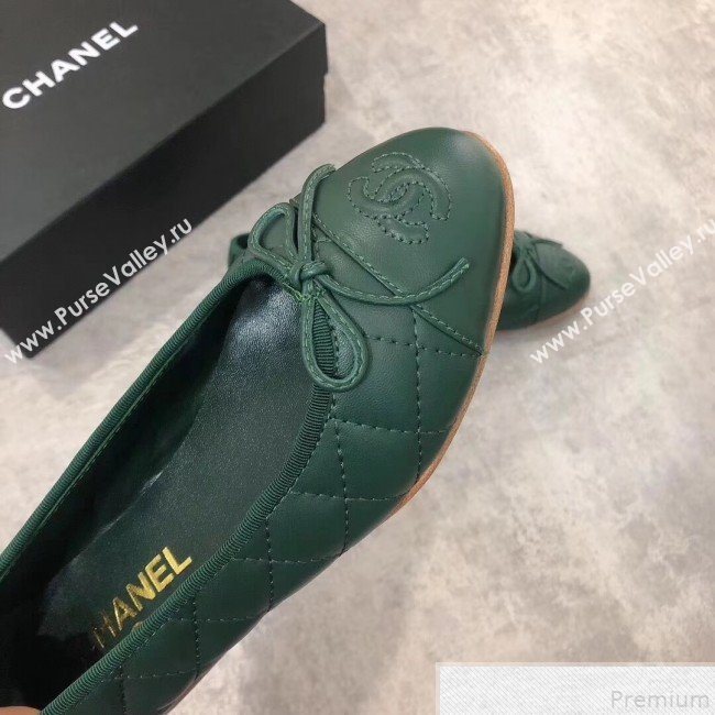 Chanel Quilting Lambskin Leather Ballerinas Green 2019 (DLY-9050190)