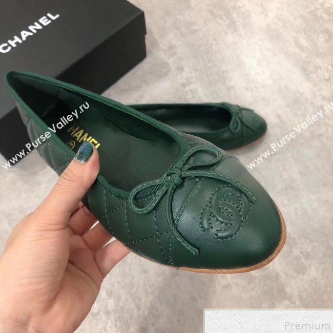 Chanel Quilting Lambskin Leather Ballerinas Green 2019 (DLY-9050190)