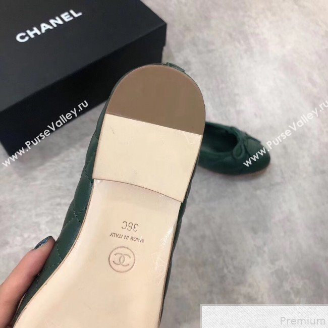 Chanel Quilting Lambskin Leather Ballerinas Green 2019 (DLY-9050190)