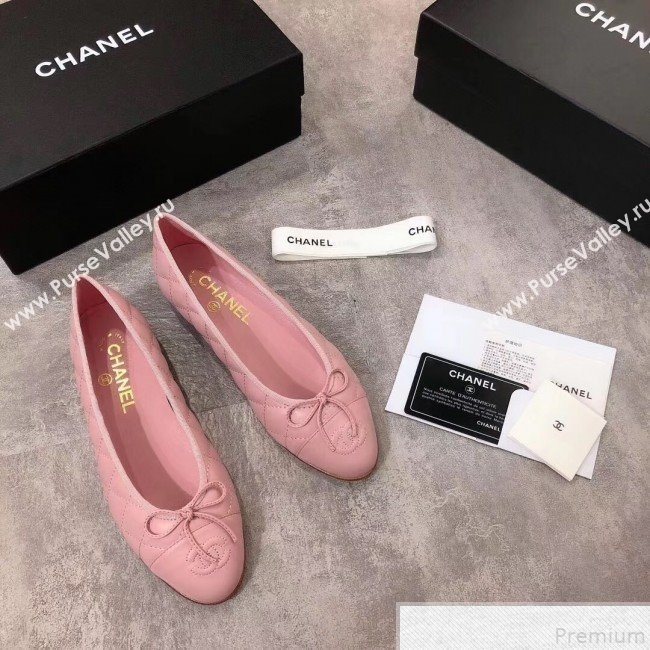 Chanel Quilting Lambskin Leather Ballerinas Pink 2019  (DLY-9050191)
