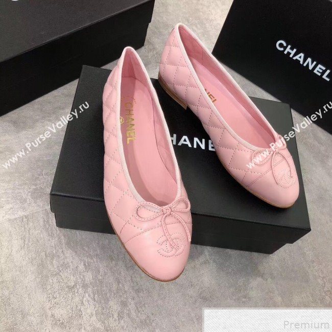 Chanel Quilting Lambskin Leather Ballerinas Pink 2019  (DLY-9050191)