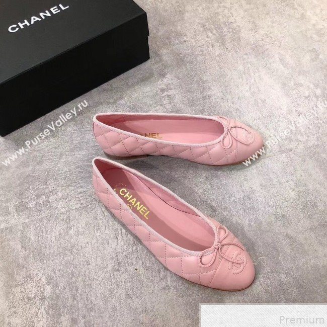 Chanel Quilting Lambskin Leather Ballerinas Pink 2019  (DLY-9050191)