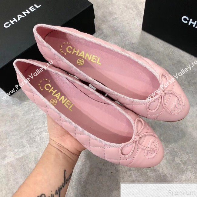 Chanel Quilting Lambskin Leather Ballerinas Pink 2019  (DLY-9050191)