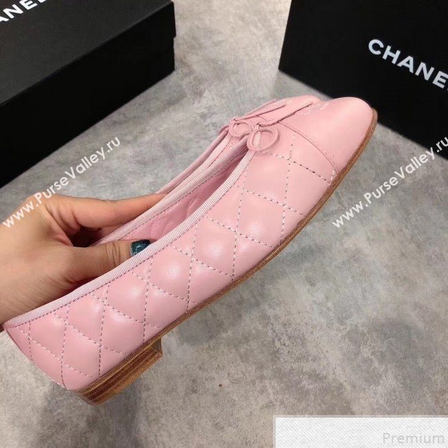Chanel Quilting Lambskin Leather Ballerinas Pink 2019  (DLY-9050191)