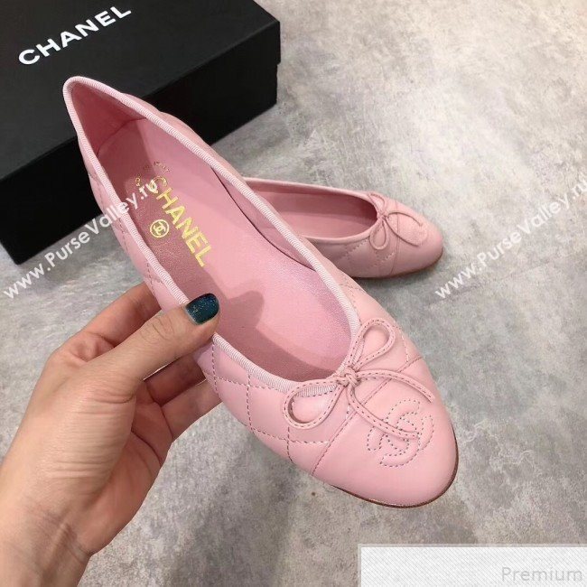 Chanel Quilting Lambskin Leather Ballerinas Pink 2019  (DLY-9050191)