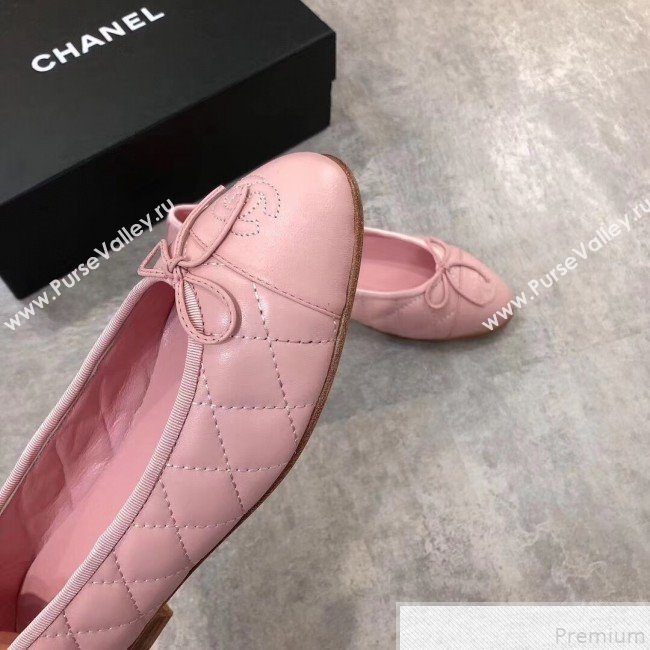 Chanel Quilting Lambskin Leather Ballerinas Pink 2019  (DLY-9050191)