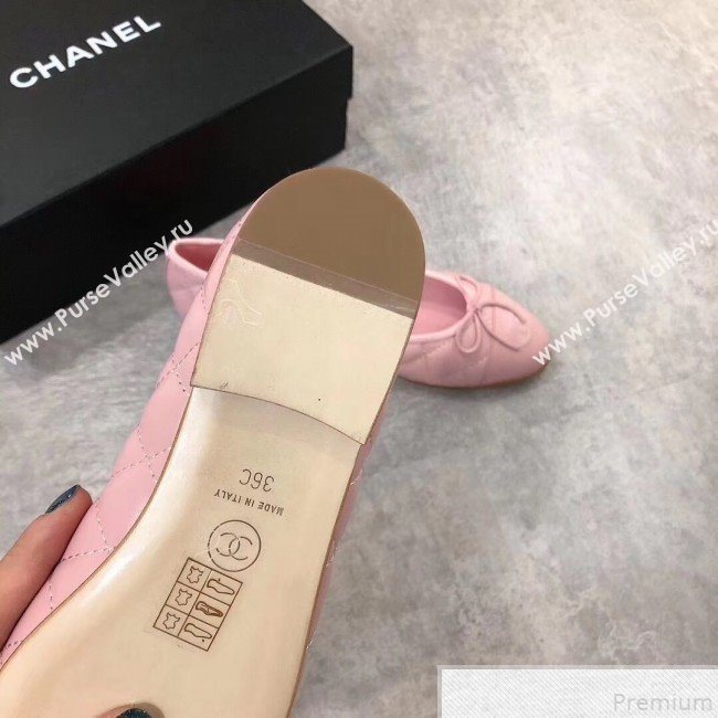 Chanel Quilting Lambskin Leather Ballerinas Pink 2019  (DLY-9050191)