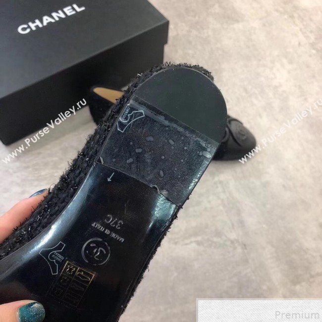 Chanel Tweed & Lambskin Leather Ballerinas All Black 2019 (DLY-9050195)