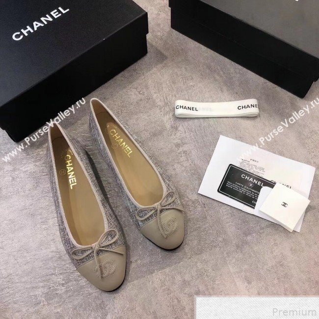 Chanel Linen & Lambskin Leather Ballerinas Grey 2019 (DLY-9050196)