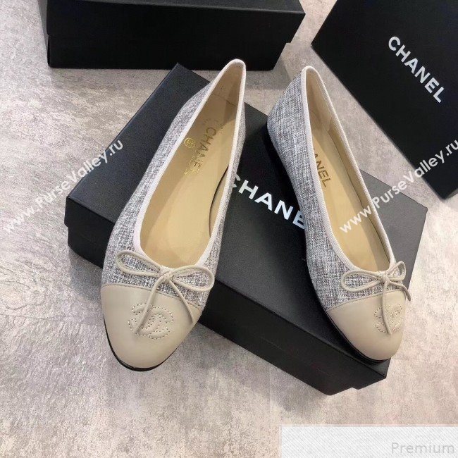 Chanel Linen & Lambskin Leather Ballerinas Grey 2019 (DLY-9050196)