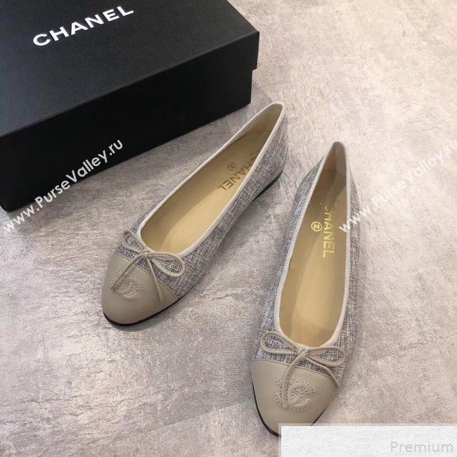 Chanel Linen & Lambskin Leather Ballerinas Grey 2019 (DLY-9050196)
