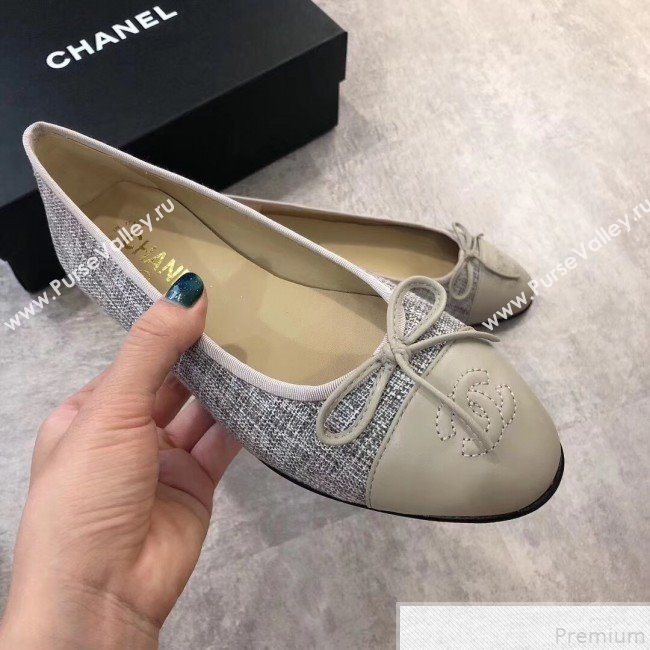 Chanel Linen & Lambskin Leather Ballerinas Grey 2019 (DLY-9050196)