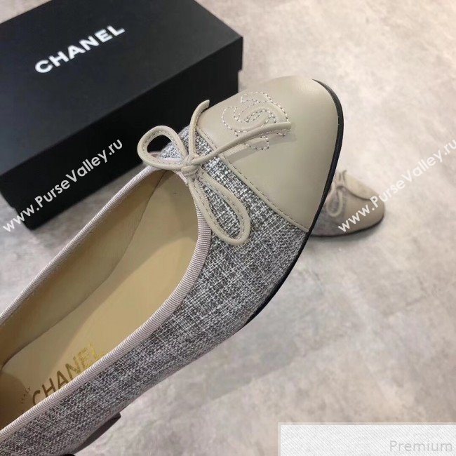 Chanel Linen & Lambskin Leather Ballerinas Grey 2019 (DLY-9050196)