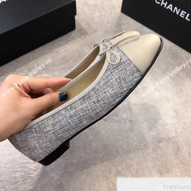 Chanel Linen & Lambskin Leather Ballerinas Grey 2019 (DLY-9050196)