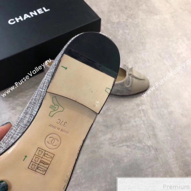 Chanel Linen & Lambskin Leather Ballerinas Grey 2019 (DLY-9050196)