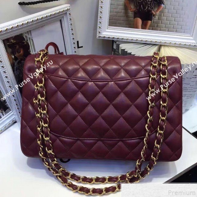 Chanel Lambskin Classic Jumbo Flap Bag Burgundy 2019 TOP(GHW) (AW-9050153)