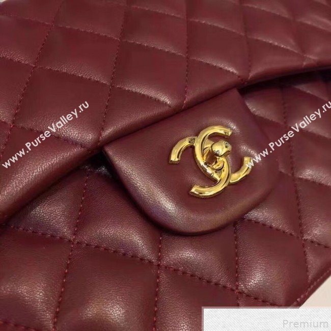 Chanel Lambskin Classic Jumbo Flap Bag Burgundy 2019 TOP(GHW) (AW-9050153)