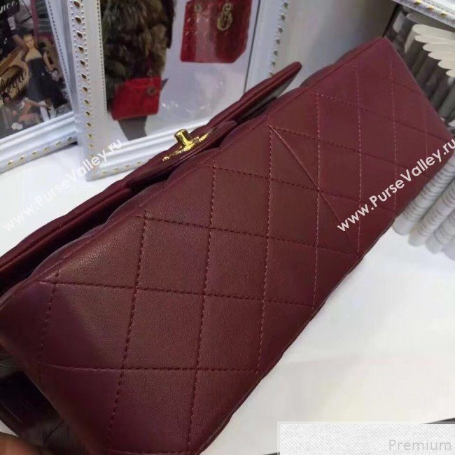 Chanel Lambskin Classic Jumbo Flap Bag Burgundy 2019 TOP(GHW) (AW-9050153)