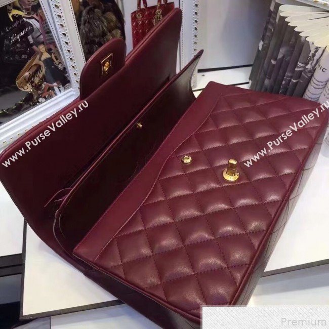 Chanel Lambskin Classic Jumbo Flap Bag Burgundy 2019 TOP(GHW) (AW-9050153)