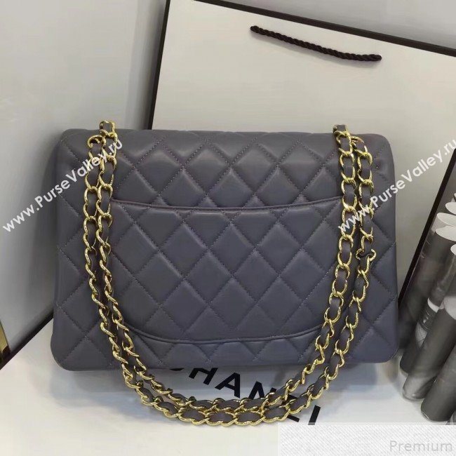 Chanel Lambskin Classic Jumbo Flap Bag Grey 2019 TOP(GHW) (AW-9050154)