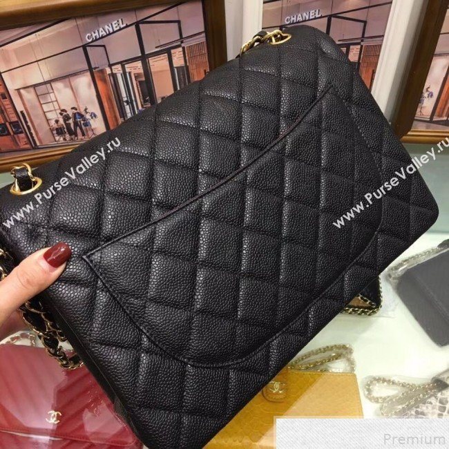 Chanel A58600 Caviar Leather Classic Jumbo Flap Bag Black 2019 TOP （GHW） (AW-9050156)