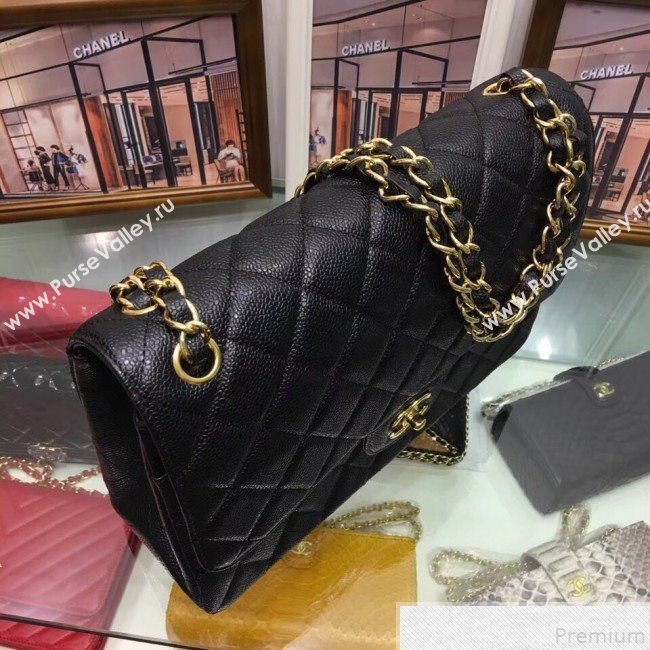 Chanel A58600 Caviar Leather Classic Jumbo Flap Bag Black 2019 TOP （GHW） (AW-9050156)