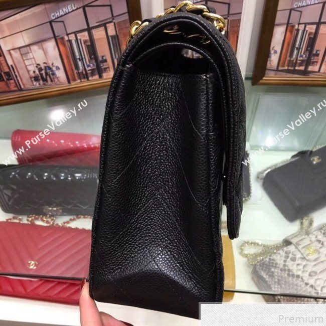 Chanel A58600 Caviar Leather Classic Jumbo Flap Bag Black 2019 TOP （GHW） (AW-9050156)